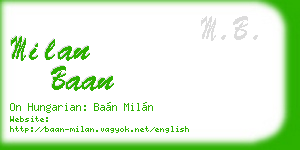 milan baan business card