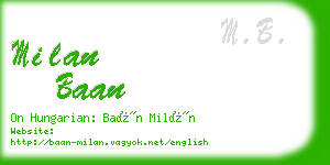 milan baan business card